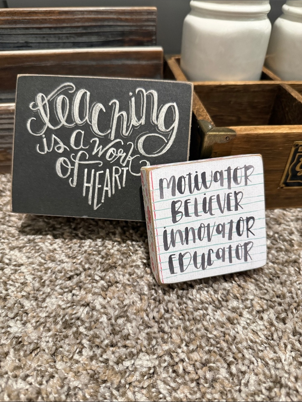 Hand-Lettered Teaching Desk Signs